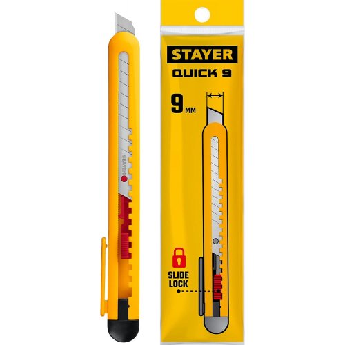 Нож технический 9мм Stayer QUICK-9, из АБС пластика  картинка